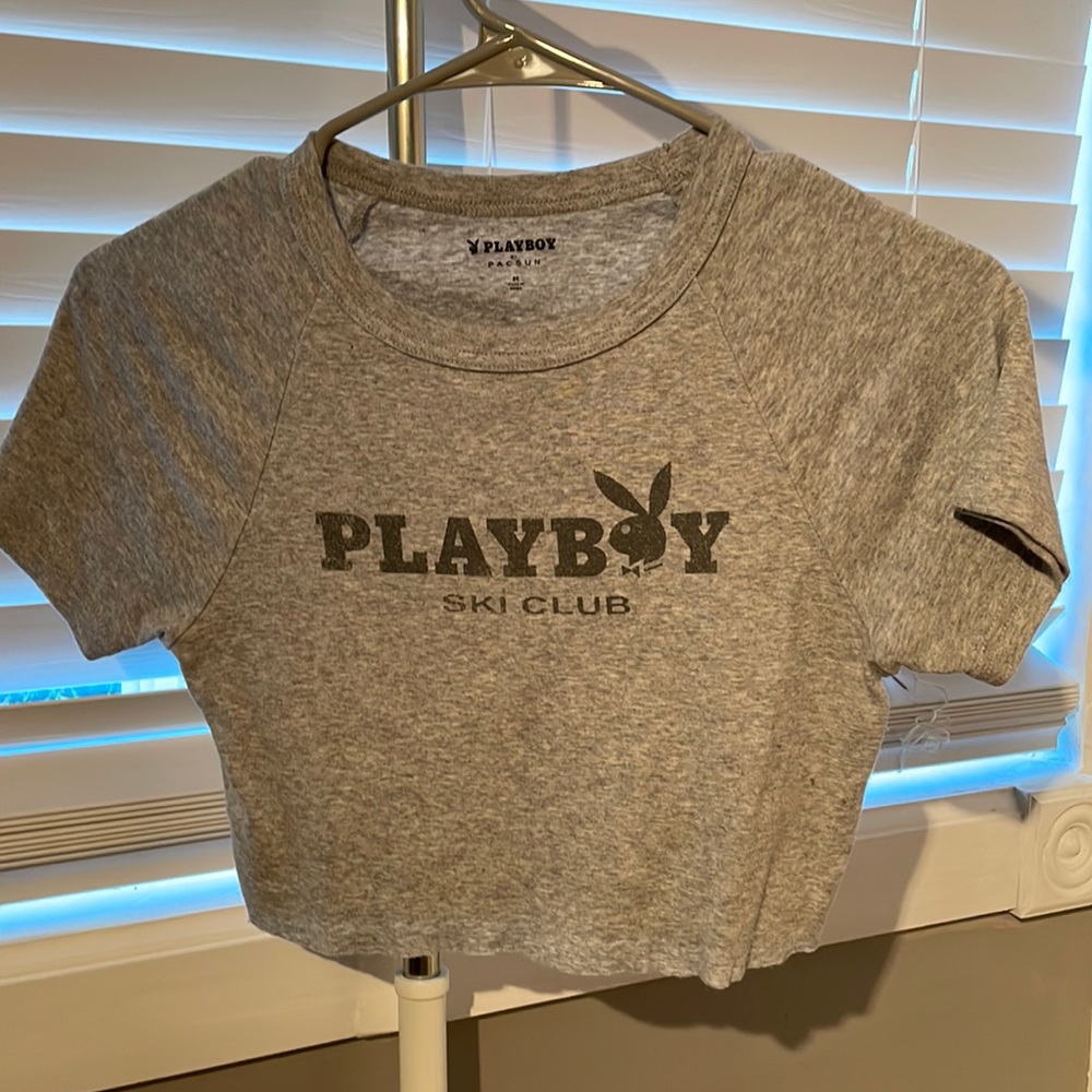 Playboy Grey Crop Top Size M